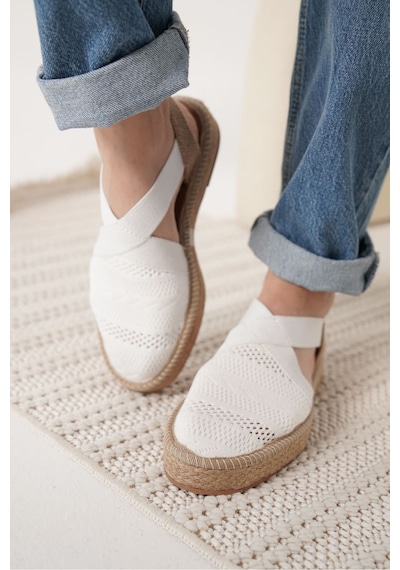Roof Atelier Rosa Beyaz Triko Espadril Ayakkabı Ayakkabı Beyaz