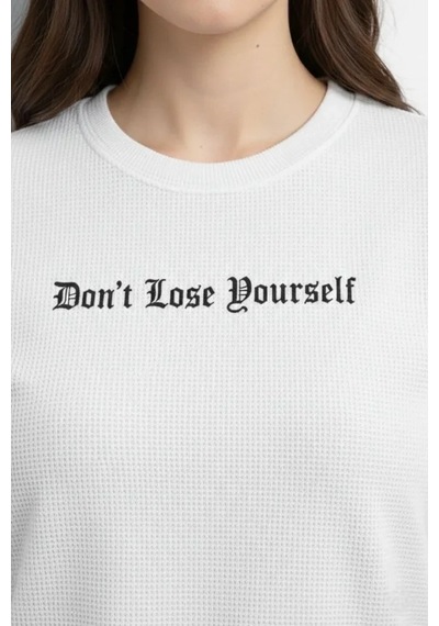 Vexor Wafıl Kumaş Tişört Regular Kalıp Bisiklet Yaka Baskılı Günlük Basic T-shirt - Beyaz