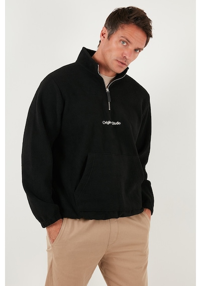 Buratti Regular Fit Yarım Fermuarlı Dik Yaka Yumuşak Dokulu Erkek Sweat 59060661 Siyah