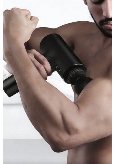 Auhma Amg35 Şarjlı Masaj Tabancası 24w 3 Kademeli Titreşimli Massage Gun 4 Başlıklı Profesyonel Siyah