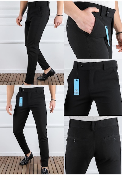Classics Men Erkek Düz Kesim Kaliteli Esnek Likralı Bilek Boy Kumaş Pantolon-7202 Siyah