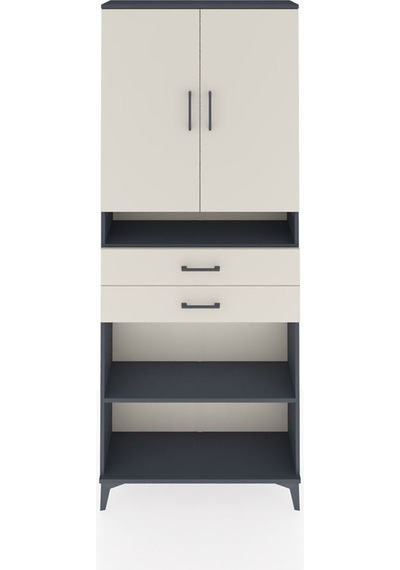 Arges Dolap 5 Raflı 2 Çekmeceli 2 Kapaklı 88x30x221 Antrasit-aytaşı Antrasit