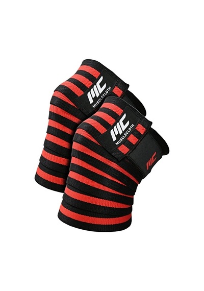 Musclecloth Pro Wrist Wraps + Pro Knee Wraps Seti Siyah Kırmızı Siyah-kırmızı