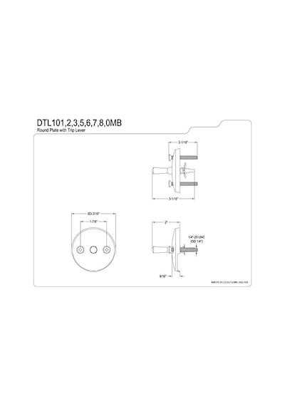Brass Dtl101 Overflow Plaka Trip Lever Tahliye İçin, Parlak Krom, 3,19 X 3,19 X 2,06 Cm Açık Gri