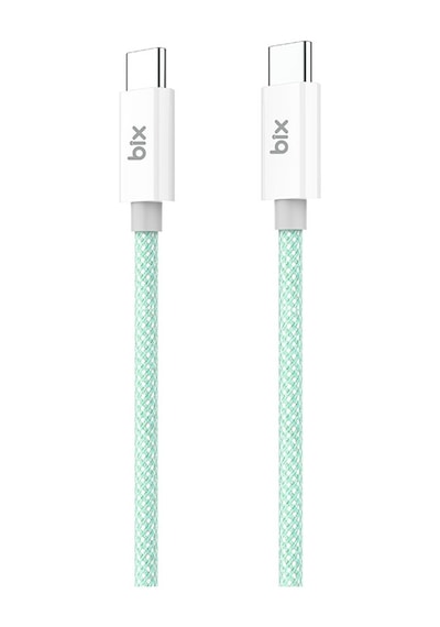 Bix T2CC Type-C Type-C 60 W Örgülü Kablo 1 M Yeşil