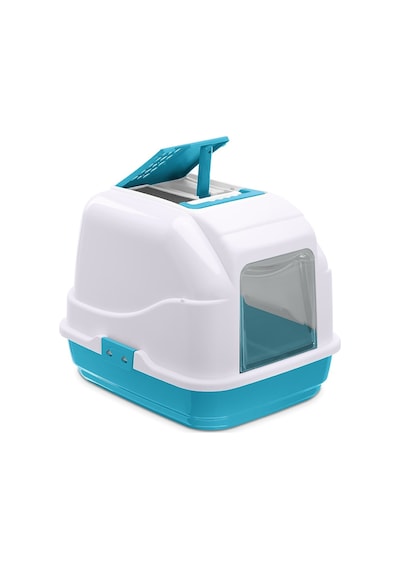 1711734816 Imac Easy Cat Kapalı Kedi Tuvaleti Mavi/beyaz 50x40x40cm