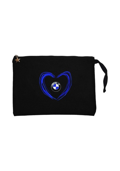BMW Heart LogoSiyah Clutch Astarlı Cüzdan / El Çantası Siyah