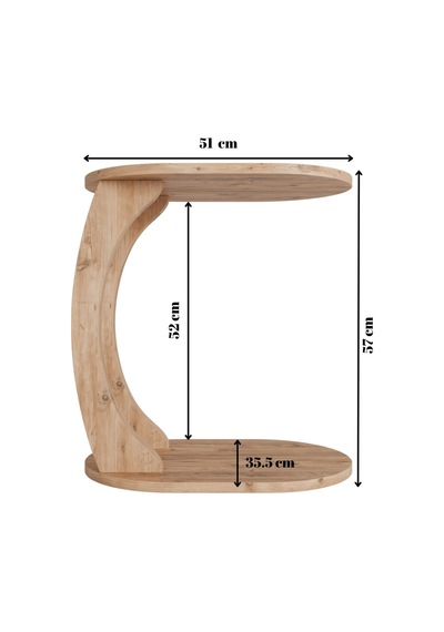 Oval Safir Meşe C Sehpa Modern,hareketli Tekerlekli Yan Sehpa Salon, Ofis, Yatak Odası Kahverengi