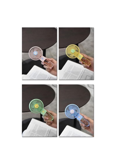 Coverzone Taşınabilir Mini Usb Fan Led Işıklı Masa Üstü 3 Kademeli Dahili Işık Şarj Edilebilir Mini Vantilatö