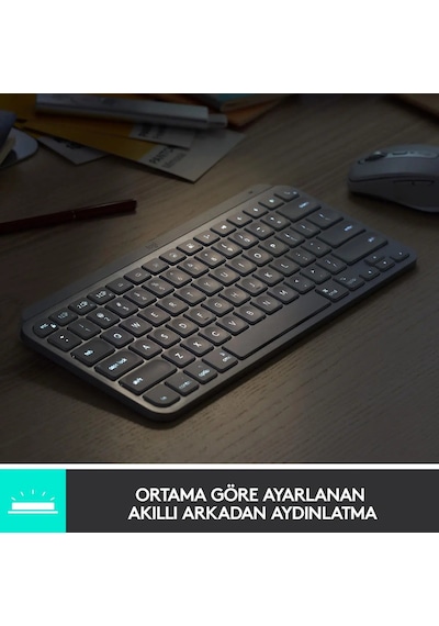 Logıtech Mx Keys Mını Mınımalıst Kablosuz Bluetooth Aydınlatmalı Q Tr Klavye Siyah 920-010504 Lazer