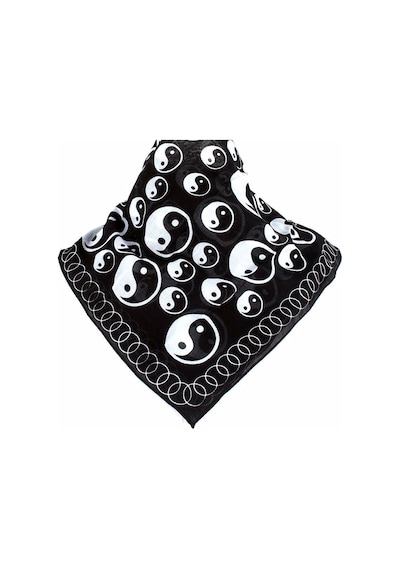Herşey Nota Siyah Ying Yang Tasarım Pamuk Fular