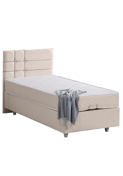Almada Tek Kişilik Baza Başlık Letto Yatak Seti - Krem 90 x 190