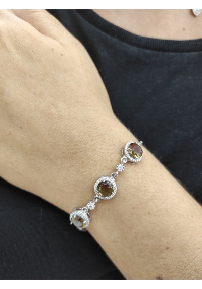 Oriental Kuyumculuk Jewellery Kadın Gümüş Zultanit Taşlı Asansör Bileklik Gümüş