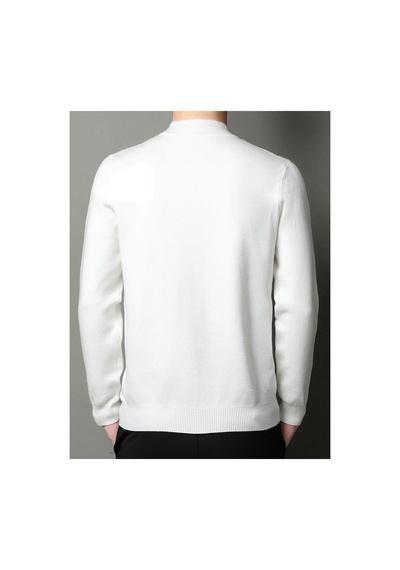 Slim Fit Yarım Balıkçı Yaka Triko Kazak Beyaz