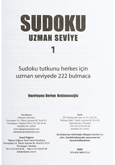 Sudoku Uzman Seviye 1: Dünyanın En Sevilen Bulmacası