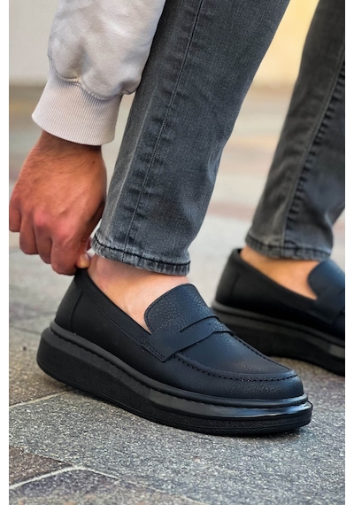 Roof Atelier Erkek Siyah Kalın Taban Loafer Ayakkabı - Robert - Rs615 St Siyah