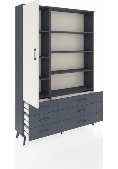 Arges Dolap 8 Raflı 6 Çekmeceli Tek Kapaklı 132x30x195 Antrasit-aytaşı/antrasit Aytası/antrasıt Arges Dolap 8 Raflı 6 Çekmeceli Tek Kapaklı 132x30x195 Antrasit-aytaşı/antrasit Aytası/antrasıt