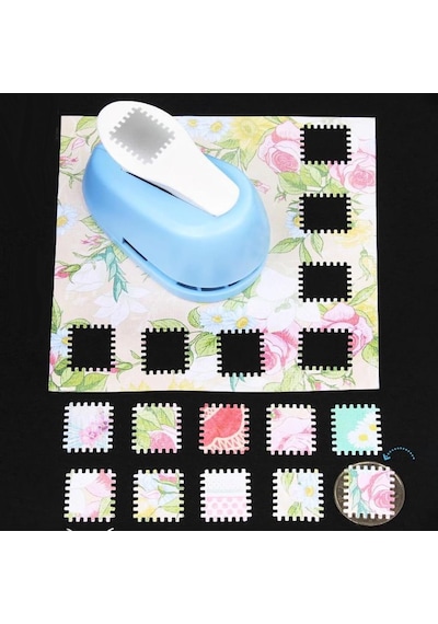 Ofisinn Pul Şekilli Kare Delgeç Tasarım Scrapbooking Malzemesi 2x1,8 Cm Mavi