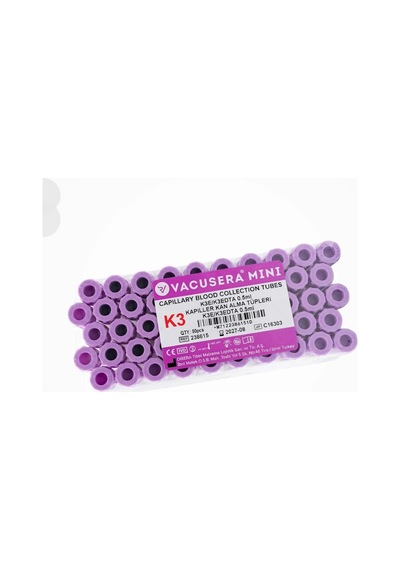 Vacusera K3 Edtalı Tüp 0,5 Ml Pediatrik Mor Kapak 50'li Paket