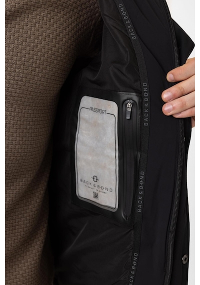 Back And Bond Siyah Regular Fit Kapüşonlu Kürklü Puffer Mont Çok Renkli