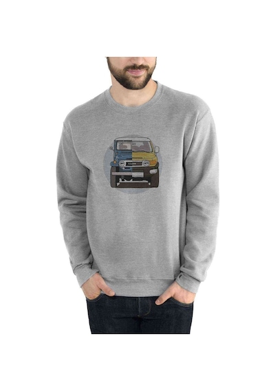 Jeep Evolution Eski Yeni Baskılı Gri Erkek Örme Sweatshirt
