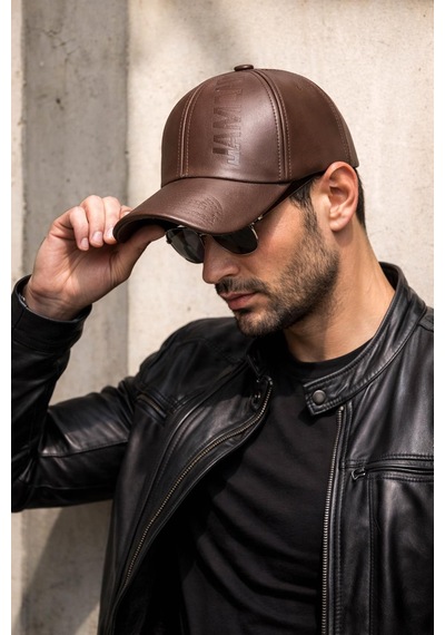 Valkyrie Erkek Açık Kahverengi Deri Şapka Kavisli Siperlikli Ayarlanabilir Spor Günlük Baseball Cap Kahve
