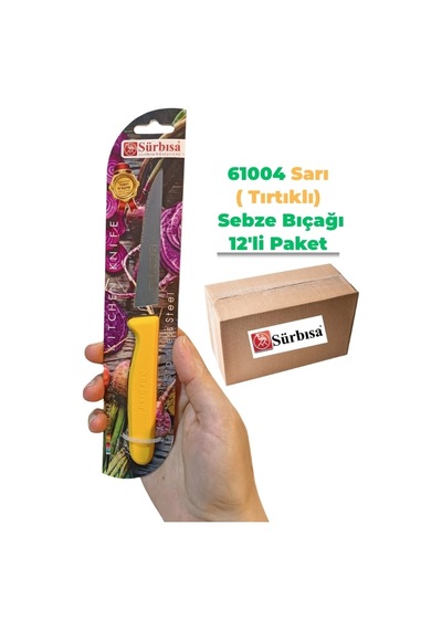 Sürbisa 61004 Sebze Bıçağı Sarı Lz1 Koli 12 Adet Tırtıklı Çok Renkli