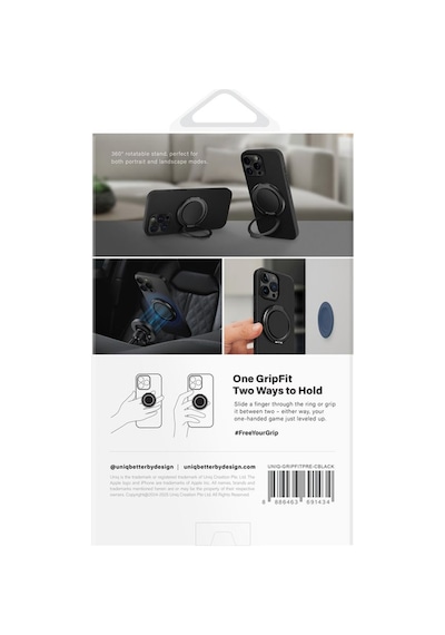 Gripfit Premium Serisi 360 Manyetik Telefon Tutucu Ve Standlı Kevlar Karbon Ve Alüminyum Yüzük A