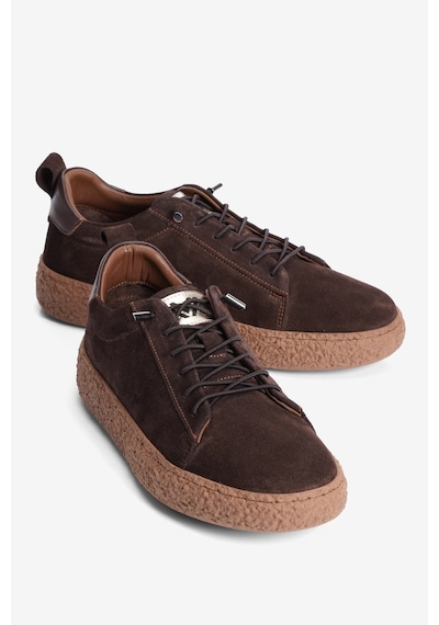 Mubiano Kadın Hakiki Süet Sneaker Lastik Bağcıklı Krep Taban Roan Kahverengi
