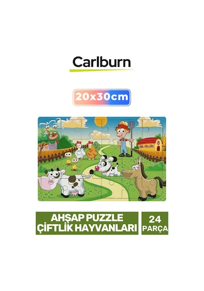 Özel Eğitici Zeka Geliştirici Öğretici El Göz Koordinasyonu Ahşap Puzzle Çiftlik Hayvanları 24 Parça