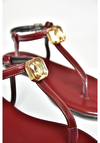 Fox Shoess272095209 Bordo Parmak Arası Kadın Sandalet Bordo
