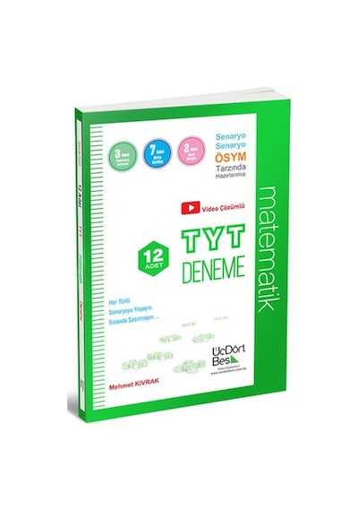 TYT Matematik 12'li Deneme  -  Mehmet Kıvrak  -  Üç Dört Beş Yayınları