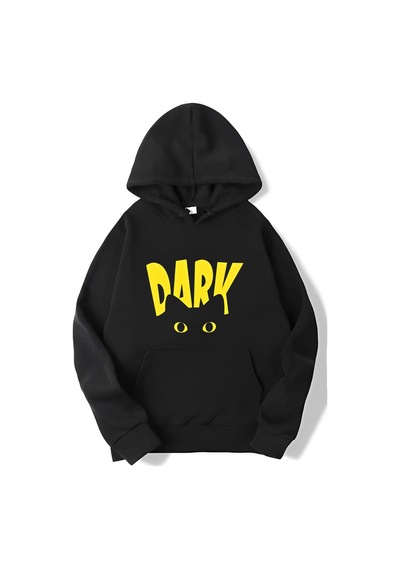 Brz Collection Unisex Oversize Dark Cat Hoodie Siyah