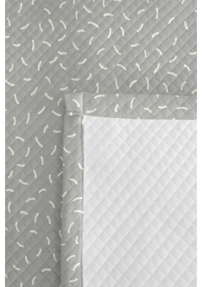 Gri Minimal Geometrik Genç Odası Tek Kişilik Pike Takımı-modern 160x220 Cm Kapitone Yatak Örtüsü Mumlu Seramik Aurası