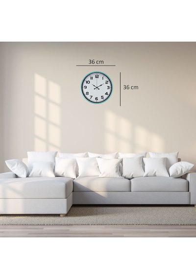 Elegance Turkuaz 36 Cm Duvar Saati Renkli
