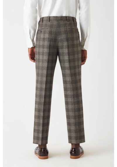 Bisse Erkek Regular Fit Platinum Ekoseli Klasik Pantolon BEJ Bej