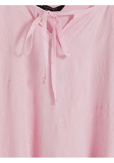 Lcw Comfort Pembe Bağlamalı Yaka Nakışlı Elbise