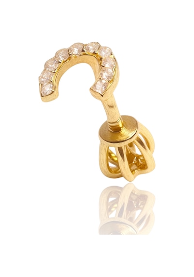 14 Ayar Altın Nal Model Taşlı Vidalı Tragus Küpe