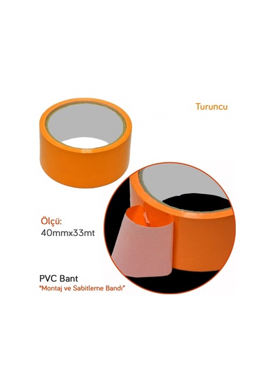 Nyf 40 Mm X 33 Mt Üniversal Montaj Sabitleme Pvc Bant Turuncu