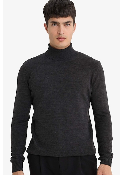 Defacto Slim Fit Dar Kesim Balıkçı Yaka Basic Düz Triko Kazak R1124az25wngr210 Gri-gr210