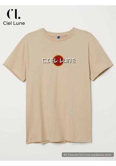 Nevermınd Unisex Optic Line Ciel Lune - Oversize Tişört Bej Bej