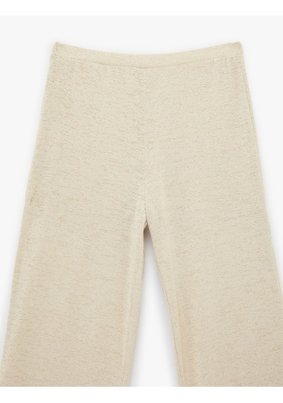 Koton Normal Bel Düz Geniş Paça Pantolon Bej 6sak40009uk Ekru