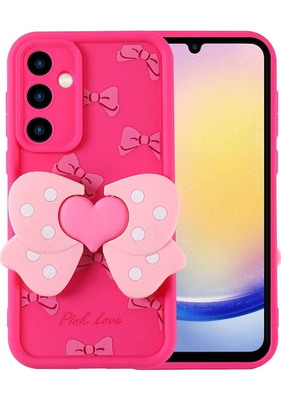 Galxy Uyumlu A25 Kılıf Kamera Korumalı Figür Tasarımlı Zore Kapya Kapak-pembe Koyu Pembe Koyu