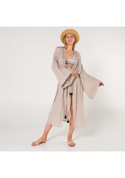 Miespiga Eli Kadın Pul Baskılı Kimono-Taş-Standart Taş