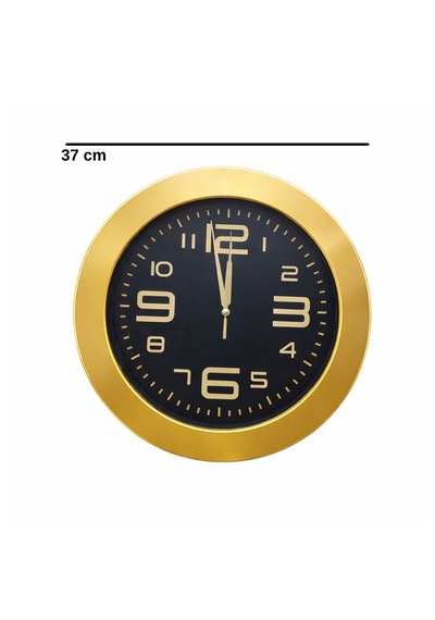 Dyris 37 Cm Gold Duvar Saati Modern Dekoratif Sessiz Mekanizma Siyah Kadran Salon Saat