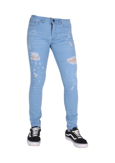 Erkek Denim Lzr Işlemli Açık Mavi
