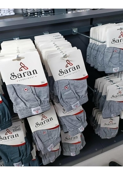 Saran Erkek Havlu Bel Pamuk'lu Boxer 3104 - 10 Adet Gri