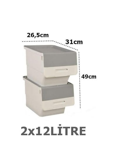 Motek Tekerlekli Patateslik Soğanlık Oyuncak Kutusu Patateslik Soğanlık Sepeti 2x12lt Beyaz+gri Diğer