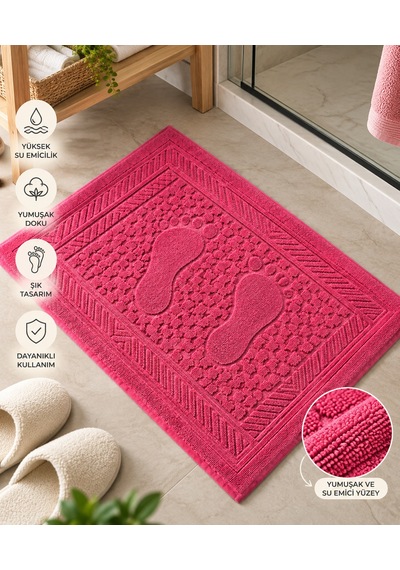 Dokuma Pamuklu Emici Ve Yumuşak Dokulu Ayak Havlusu 50 X 70 Cm Pembe