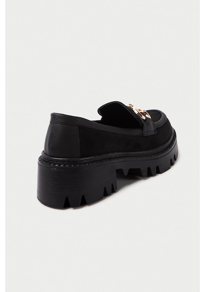 Mubiano Mb1170-s Kalın Taban Lüx Süet Tokalı Siyah Kadın Kolej Loafer Siyah